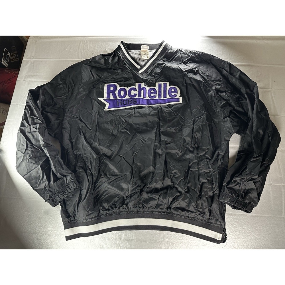 Badger Sport Rochelle Hubs Pullover Windbreaker Jacket Men's L Black Purple Mesh